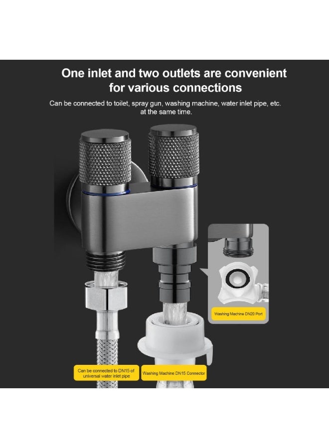 Dual Switch Water Valve, G1/2in 1 in 2 Out Stainless Steel Angle Valve for Bidet Sprayer, Pet Shower, Toilet Sprayer, Cloth Diaper Sprayer - Image 2