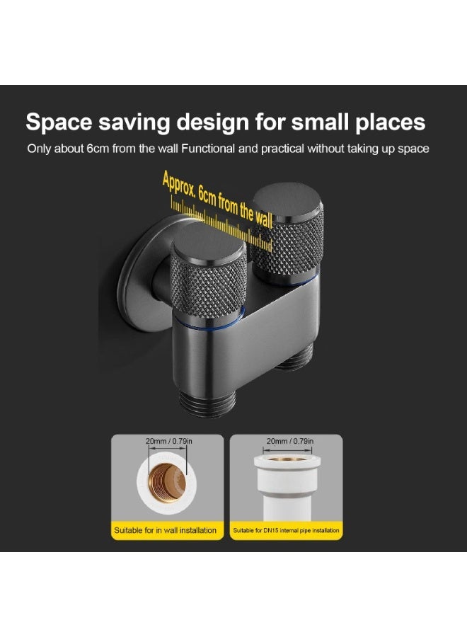 Dual Switch Water Valve, G1/2in 1 in 2 Out Stainless Steel Angle Valve for Bidet Sprayer, Pet Shower, Toilet Sprayer, Cloth Diaper Sprayer - Image 3