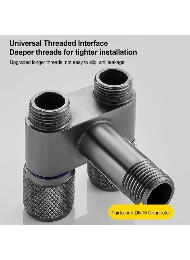 Dual Switch Water Valve, G1/2in 1 in 2 Out Stainless Steel Angle Valve for Bidet Sprayer, Pet Shower, Toilet Sprayer, Cloth Diaper Sprayer - Image 5