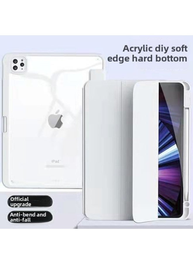 Applicable IPad Tablet Protective Case 10.2 Pen Slot Air5/4 Acrylic Hard Bottom Anti-bending All-inclusive 10.9 Protective Case-Color:Space Gray-Applicable Model:mini6 (right Pen Slot) - Image 1