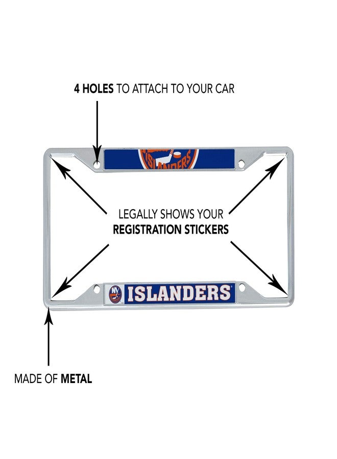 Desert Cactus New York Islanders NY Car Accessories NHL Team National Hockey League Metal License Plate Frame for Front or Rear of Car (Up Close) - Image 4