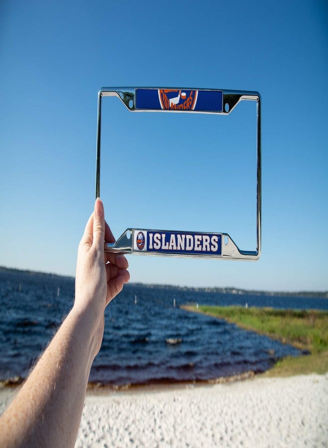 Desert Cactus New York Islanders NY Car Accessories NHL Team National Hockey League Metal License Plate Frame for Front or Rear of Car (Up Close) - Image 5
