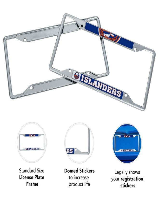 Desert Cactus New York Islanders NY Car Accessories NHL Team National Hockey League Metal License Plate Frame for Front or Rear of Car (Up Close) - Image 3