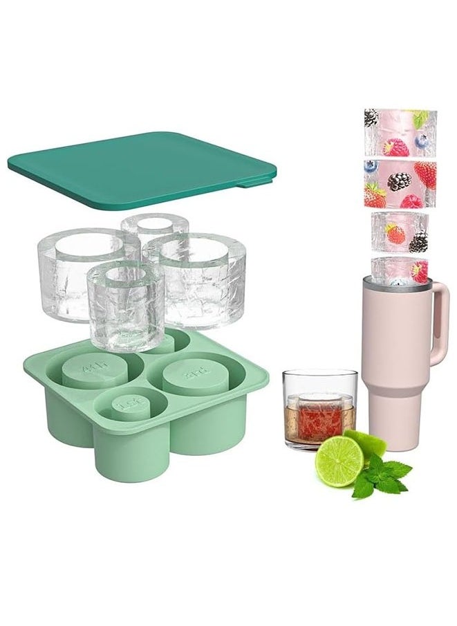 FASHION MANIA - Silicone Ice Cube Tray Molds for Stanley Cup 20oz 30oz 40oz Tumbler Cup, Ice Cube Trays with Lids for Chilling Cocktails Whiskey Drinks Coffee (Green) - Image 1