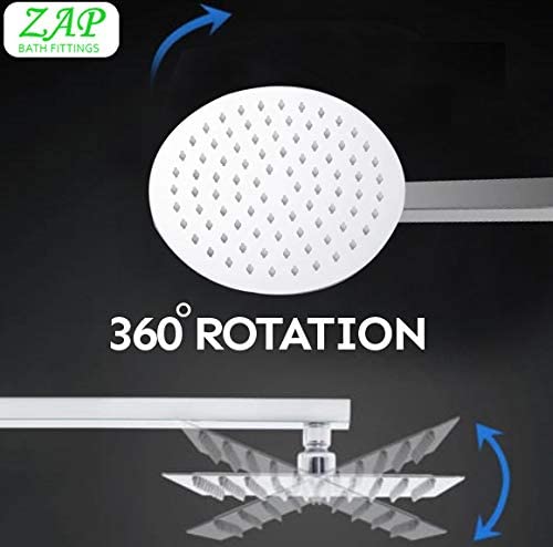 ZAP ZAP Hexa Ultra Slim 304-Grade Stainless Steel 4 Inch Circular Shower Over Head Shower with Arm Combo (15 Inch) - Image 3
