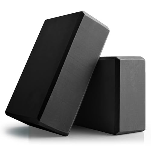 POUYRBA Yoga Blocks 2 Pcs, 9"x6"x3" Yoga Brick Foam Blocks EVA Foam Block Props Accessories for Pilates Stretching and Meditation (Black, Large) - Image 1