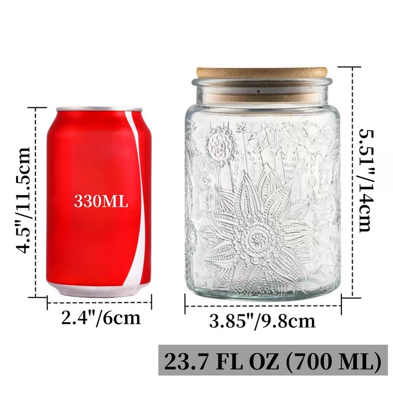 ANSQU 2 Pack Vintage Glass Storage Jar  23.7 FL OZ Glass Food Storage Containers with Bamboo Lid  Candy Jars with Lids for Kitchen Counter  Pantry  Coffee  Tea  Sugar - Image 2