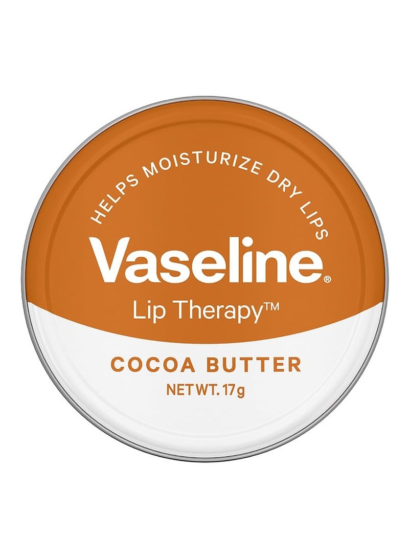 Vaseline Lip Tins Cocoa Butter, 17G|Infused With Cocoa Butter For Hydration & Glossy Shine, Transparent - Image 1