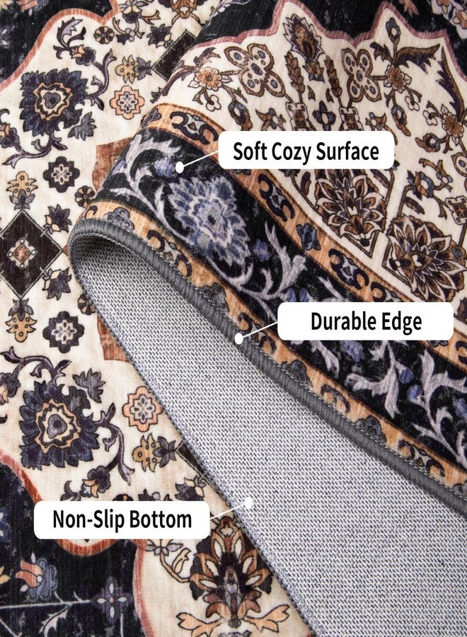 Ciicool Area Rug 5x7ft Washable Rugs for Living Room Non-Slip Indoor Rugs Large Low-Pile Mat Floor Carpet Vintage Rug for Bedroom Dinning Foyer Decor - Image 3