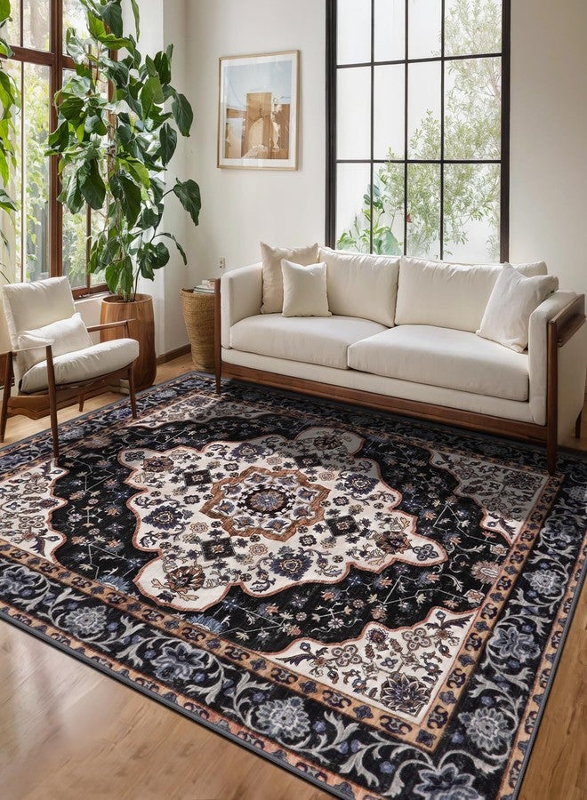 Ciicool Area Rug 5x7ft Washable Rugs for Living Room Non-Slip Indoor Rugs Large Low-Pile Mat Floor Carpet Vintage Rug for Bedroom Dinning Foyer Decor - Image 2