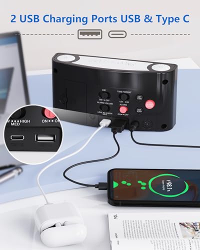 Mesqool Digital Alarm Clock for Bedroom - 7 Color Night Light, USB and Type-C Charger,7.5" Large Number Screen & Dimmer,12/24H,Battery Backup,Easy Loud Electric Alarm Clock for Heavy Sleeper,Boy&Girl Kid Teen - Image 5