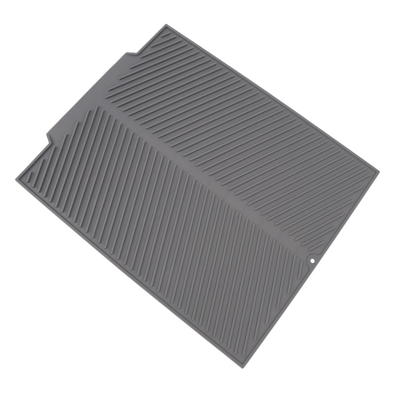 Silicone Dish Drying Mat 485x405mm Heat Resistant Non Slip Kitchen Counter Drain Pad for Home White - Image 5