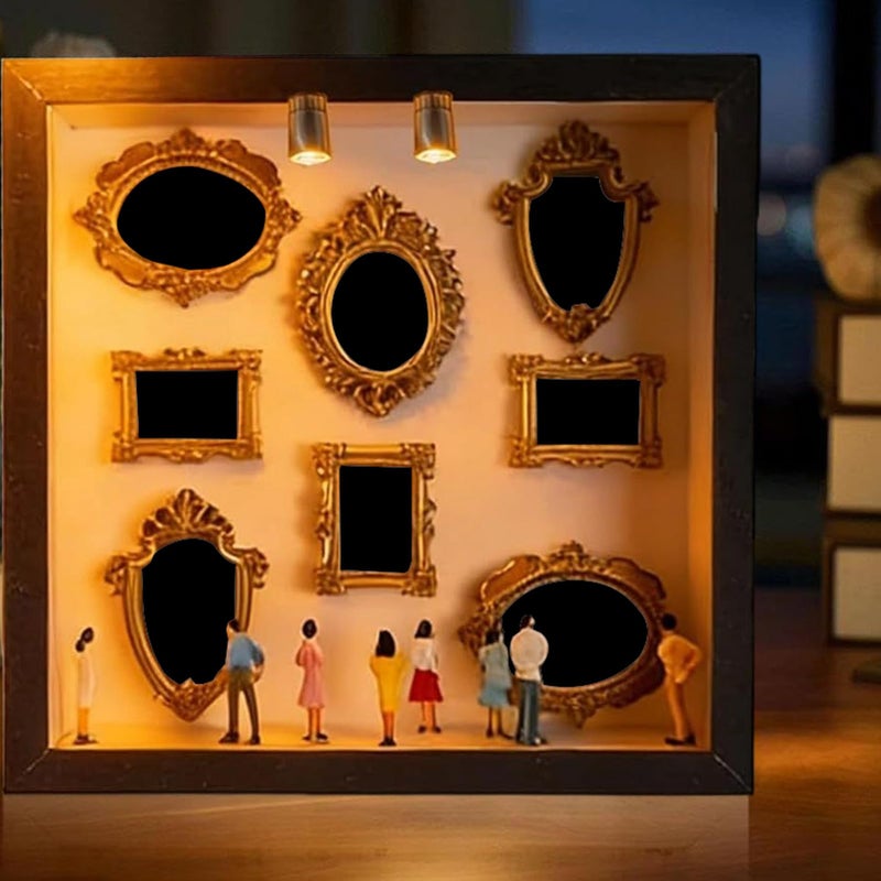 Black Mini Museum Frame Wooden Collectible Memory Box DIY Silhouette Display - Image 4
