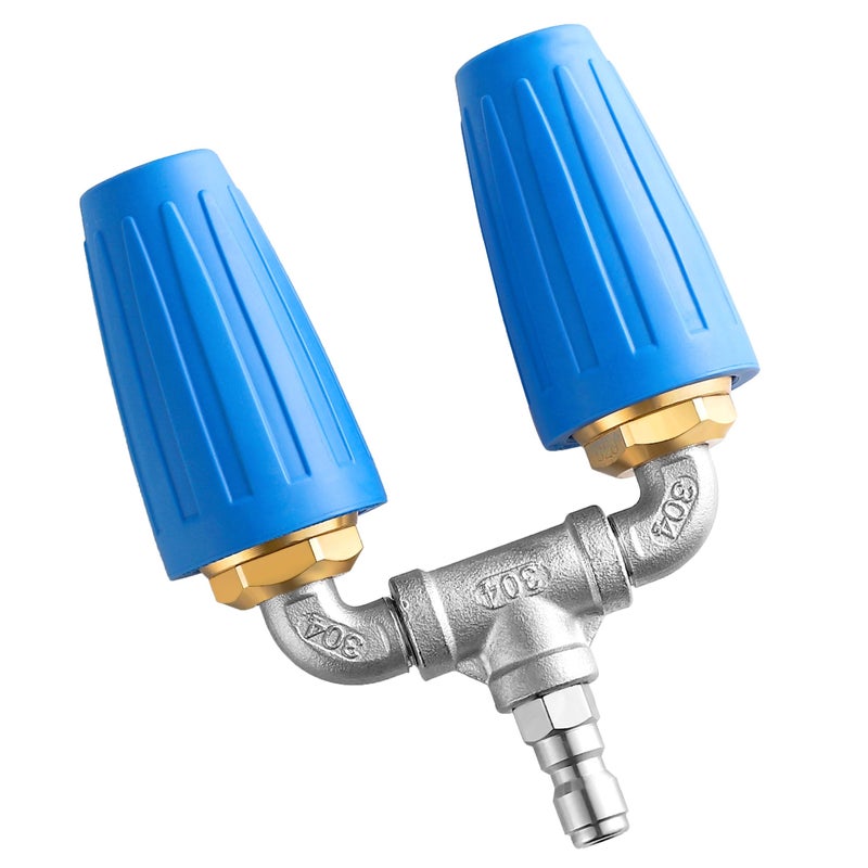 EZALOR غسالة ضغط EZALOR مزدوجة التوربو بفوهة، فوهة توربو دوارة 360° مع موصل سريع 1/4"، فوهة توربو مزدوجة بفتحة 2.0، 4-6 جالون في الدقيقة، 4000 PSI - Image 1