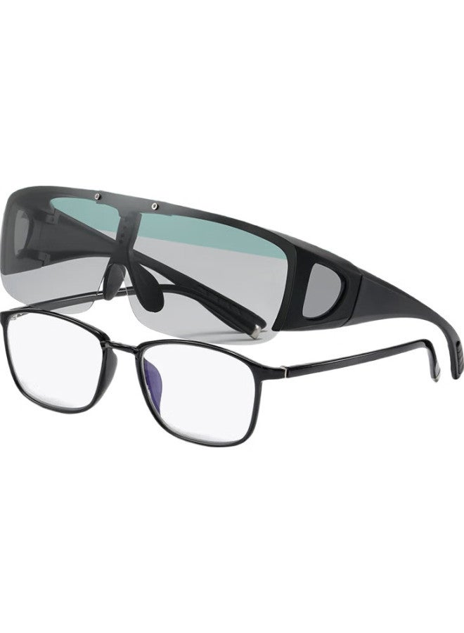 LOVECRAFT Cycling Glasses Set, Narrow Frame Photochromic, Over Myopia Glasses, Uv Protection, Windproof, Dustproof - Image 2