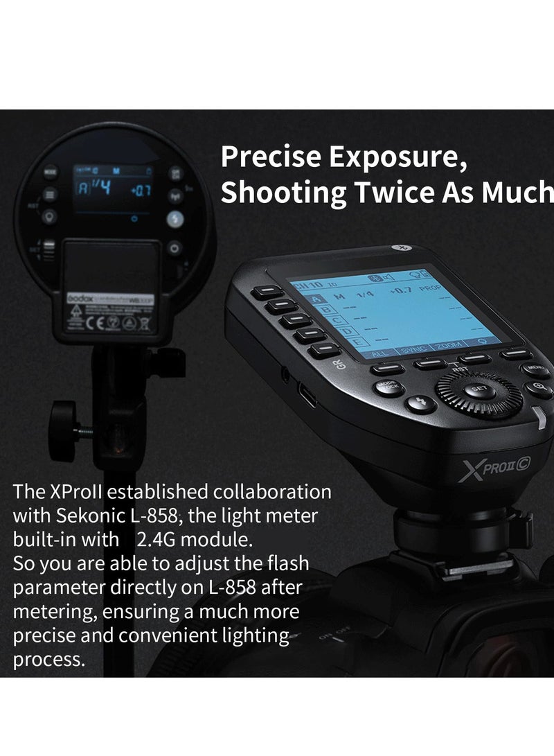 XProII-C Wireless Flash Trigger for Canon Camera, 2.4G Flash Transmitter HSS 1/8000S, Bluetooth Connection, TCM Transform Function, Large LCD Display, Xpro-C Upgrade - Image 4