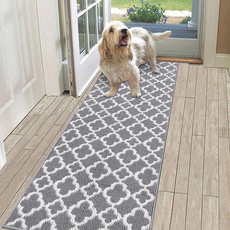 SHACOS Hallway Runner Rug 50 x 150 cm Non Slip Narrow Hall Runner Kitchen Rugs Carpet Runner for Hallway Kitchen Entryway Laundry Room Grey