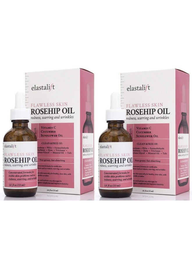 إلاستا ليفت زيت ثمر الورد من إيلاستاليفت للوجه مع فيتامين سي والخيار. يساعد زيت ثمر الورد النقي للوجه على علاج التجاعيد والندوب والاحمرار لبشرة أكثر إشراقًا. 1.8 أونصة سائلة (عبوة من قطعتين). - Image 1