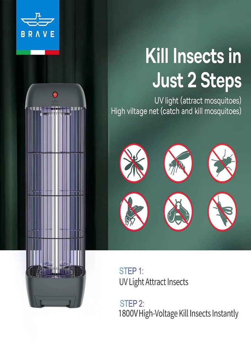 Brave High Power Electric Mosquito Killer Lamp and Fly Trap, Smart Pest Control Device for Indoor and Outdoor Use, Effective in Killing Flying Insects, 15W Power and 1800V Electric Strike, Mosquito and Fly Trap, 100% Original Insect Zapper, High Power UV Light Mosquito Trap, Perfect for Home, Patio, Garden, Kitchen, Office, Camping, Durable Design, 24/7 Protection (Grey) - Image 3