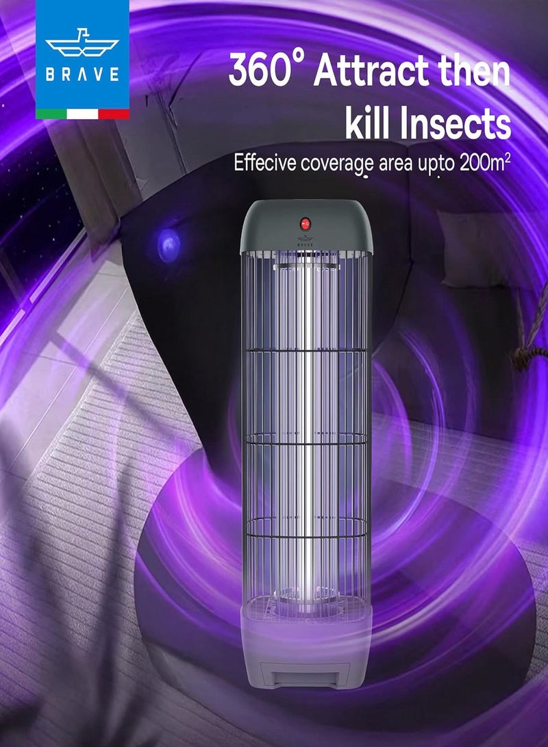 Brave High Power Electric Mosquito Killer Lamp and Fly Trap, Smart Pest Control Device for Indoor and Outdoor Use, Effective in Killing Flying Insects, 15W Power and 1800V Electric Strike, Mosquito and Fly Trap, 100% Original Insect Zapper, High Power UV Light Mosquito Trap, Perfect for Home, Patio, Garden, Kitchen, Office, Camping, Durable Design, 24/7 Protection (Grey) - Image 4