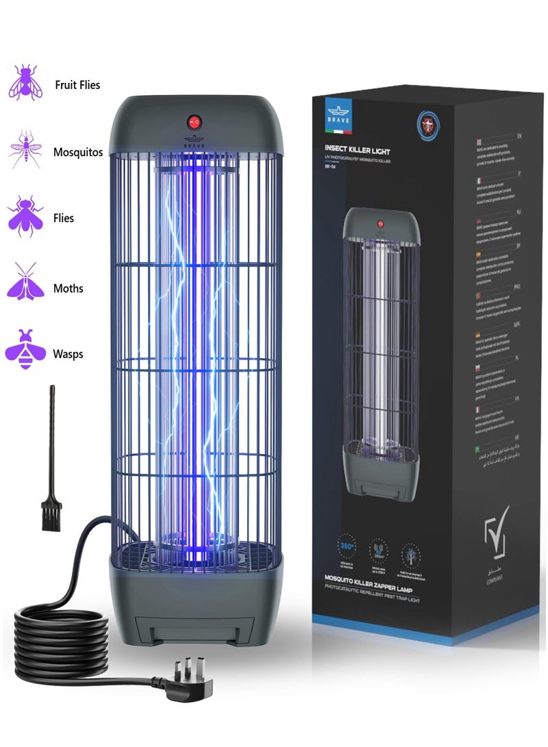 بريف مصباح قاتل البعوض الكهربائي عالي الطاقة وفخ الذباب، جهاز ذكي لمكافحة الحشرات للاستخدام الداخلي والخارجي، فعال في القضاء على الحشرات الطائرة، بقوة 15 واط وضربة كهربائية بقوة 1800 فولت، فخ للبعوض والذباب، جهاز صاعق للحشرات أصلي 100٪، فخ للبعوض بضوء UV عالي القوة، مثالي للمنزل، الفناء، الحديقة، المطبخ، المكتب، والتخييم، تصميم متين، حماية على مدار اليوم (رمادي) - Image 1