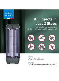 Brave High Power Electric Mosquito Killer Lamp and Fly Trap, Smart Pest Control Device for Indoor and Outdoor Use, Effective in Killing Flying Insects, 15W Power and 1800V Electric Strike, Mosquito and Fly Trap, 100% Original Insect Zapper, High Power UV Light Mosquito Trap, Perfect for Home, Patio, Garden, Kitchen, Office, Camping, Durable Design, 24/7 Protection (Grey)  - Image 2