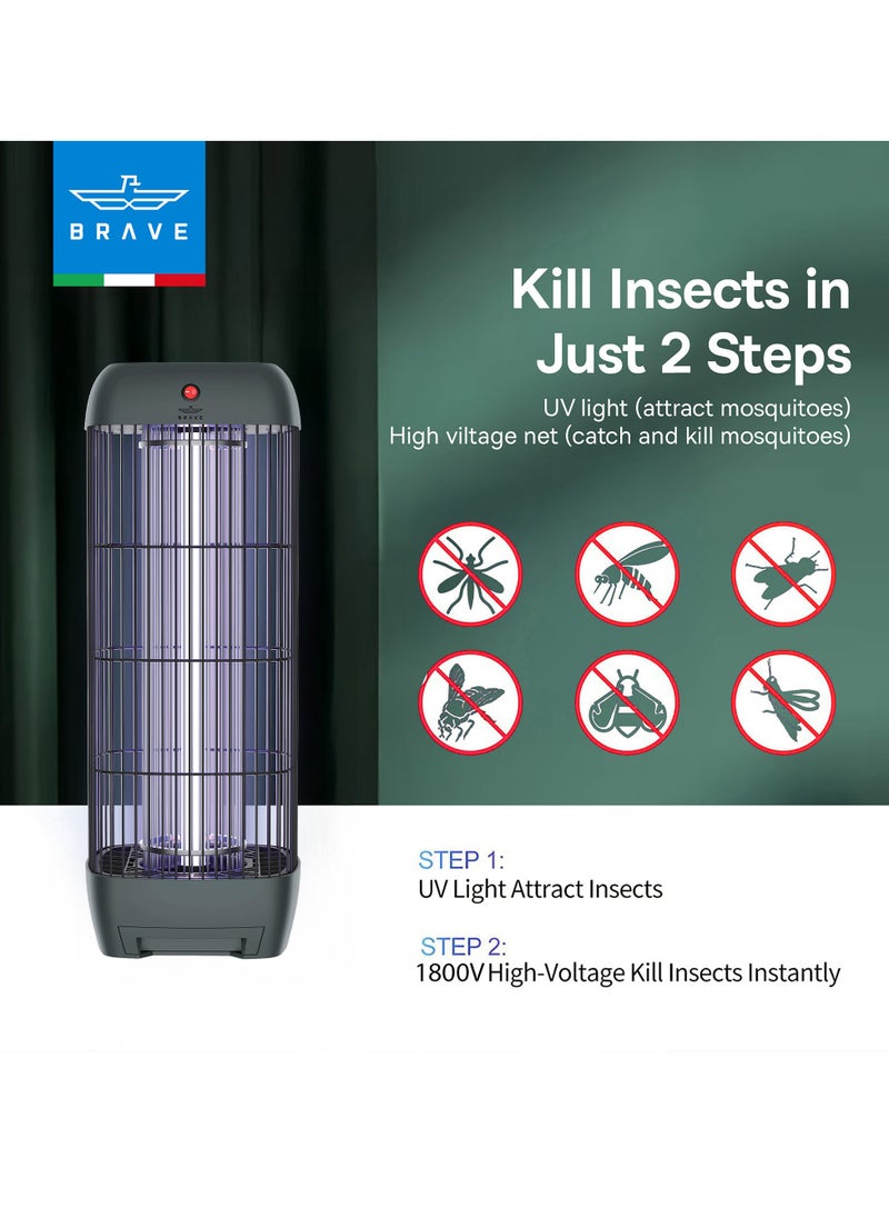 Brave High Power Electric Mosquito Killer Lamp and Fly Trap, Smart Pest Control Device for Indoor and Outdoor Use, Effective in Killing Flying Insects, 15W Power and 1800V Electric Strike, Mosquito and Fly Trap, 100% Original Insect Zapper, High Power UV Light Mosquito Trap, Perfect for Home, Patio, Garden, Kitchen, Office, Camping, Durable Design, 24/7 Protection (Grey)  - Image 2