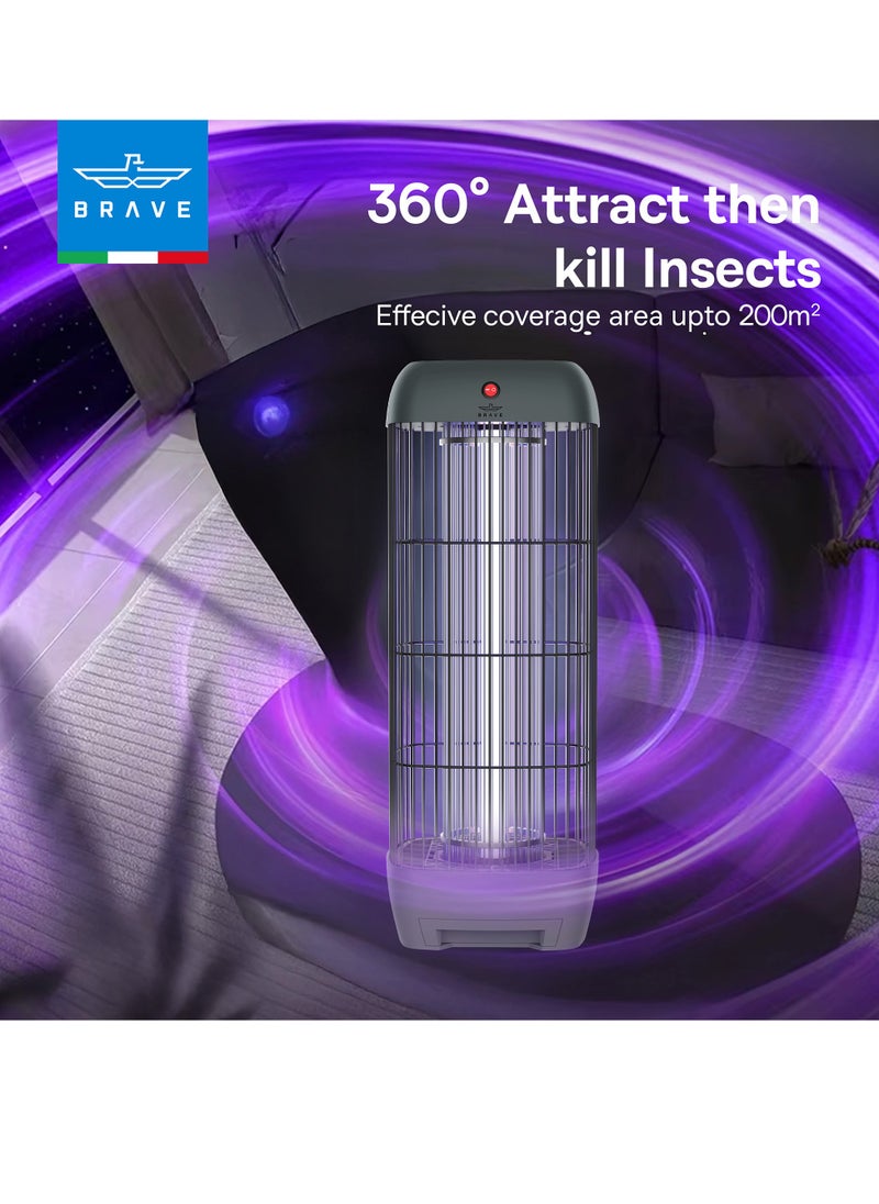 Brave High Power Electric Mosquito Killer Lamp and Fly Trap, Smart Pest Control Device for Indoor and Outdoor Use, Effective in Killing Flying Insects, 15W Power and 1800V Electric Strike, Mosquito and Fly Trap, 100% Original Insect Zapper, High Power UV Light Mosquito Trap, Perfect for Home, Patio, Garden, Kitchen, Office, Camping, Durable Design, 24/7 Protection (Grey)  - Image 4