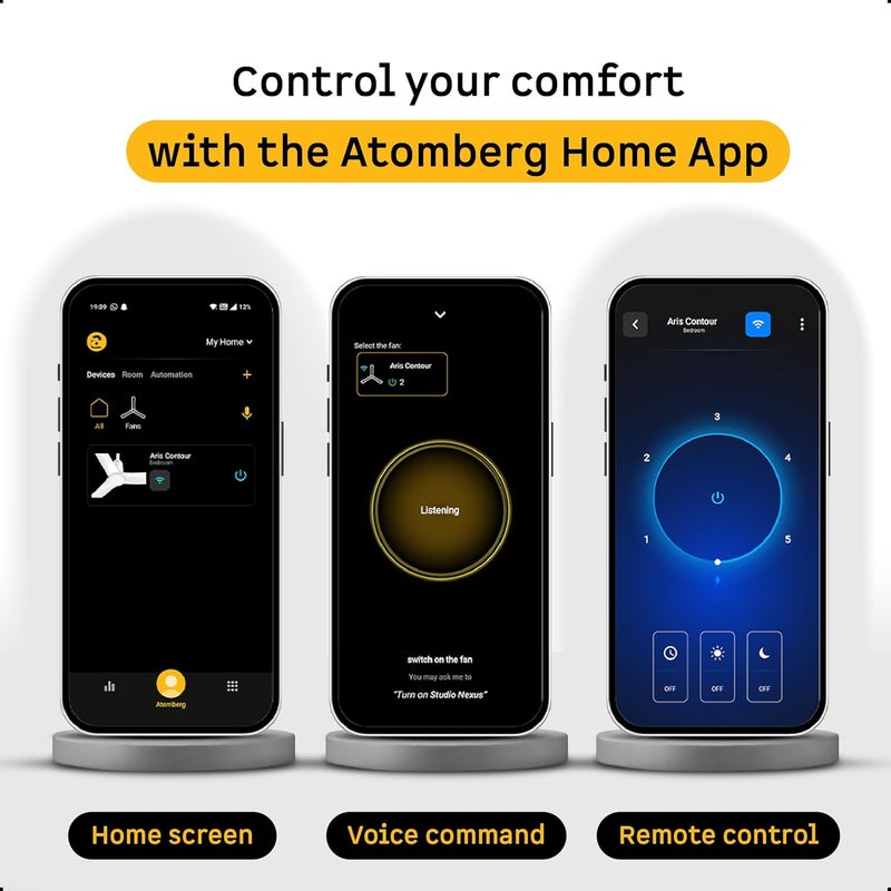 atomberg Aris Contour Smart 1200mm Voice Controlled BLDC Ceiling Fan with Remote |BEE 5 Star| Best-in-class Air Flow | Silent Operation| Designer Fan | Free Installation | 5 Year Warranty |Umber Brown - Image 5