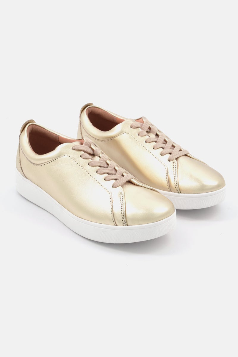 FitFlop Women Rally Sneaker Lace Up Casual Shoes, Gold - Image 1