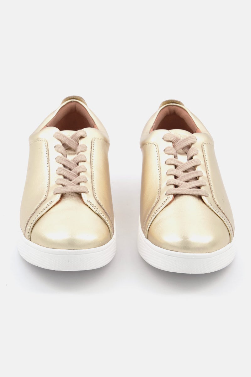 FitFlop Women Rally Sneaker Lace Up Casual Shoes, Gold - Image 3