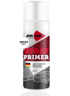 RACO RACO AIM- ONE Spray Primer 450ml - Rust Protection, Heat-Resistant Formula, Perfect Primer for Metal Painting (White Matt)  - Image 1