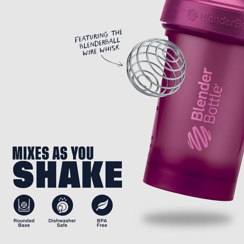 BlenderBottle Classic V2 Shaker Bottle Perfect for Protein Shakes and Pre Workout, 20-Ounce, Plum - Image 3