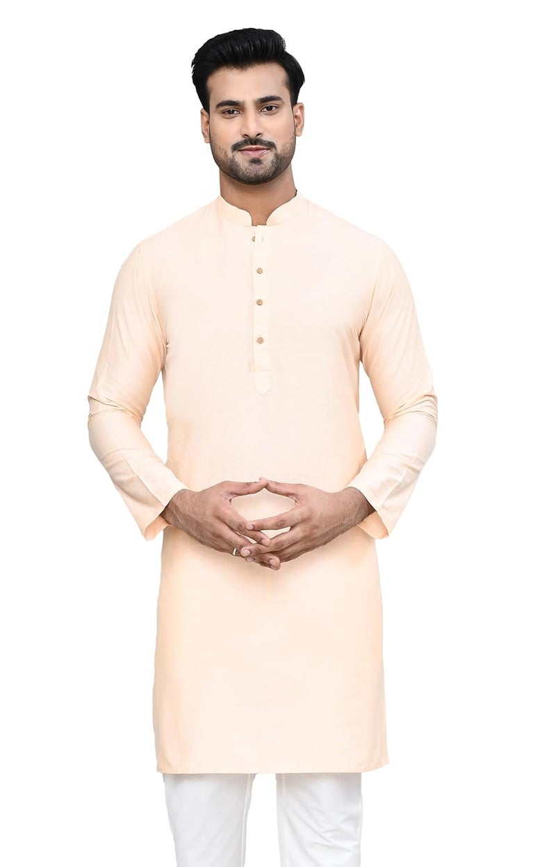 Polyfab Hathkargha Cotton Kurta for Men | Full Sleeve Regular Fit Kurta with Mandarin Collar | Traditional, Festive & Wedding Ethnic Wear - Image 1