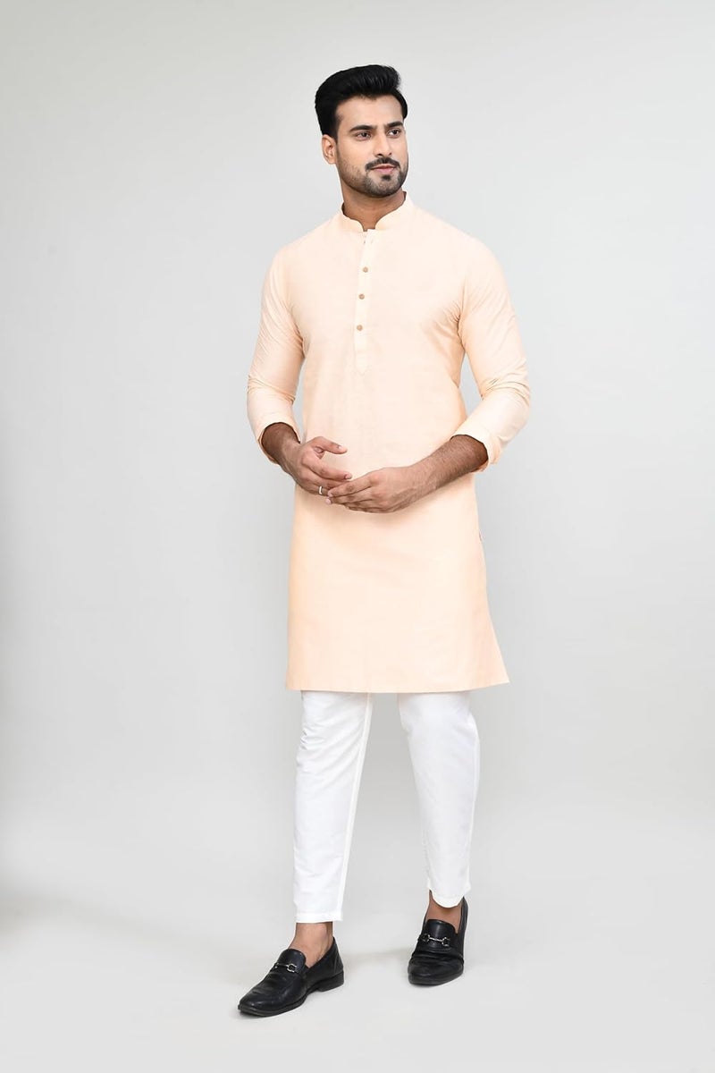 Polyfab Hathkargha Cotton Kurta for Men | Full Sleeve Regular Fit Kurta with Mandarin Collar | Traditional, Festive & Wedding Ethnic Wear - Image 4