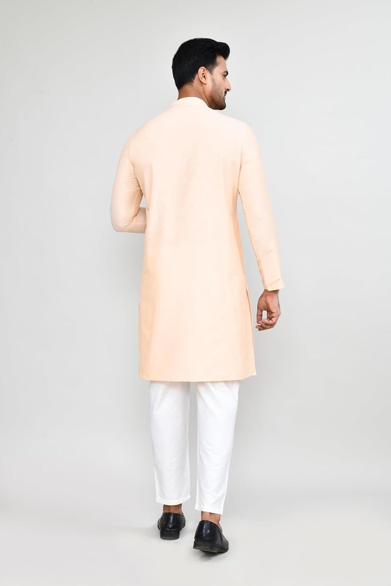 Polyfab Hathkargha Cotton Kurta for Men | Full Sleeve Regular Fit Kurta with Mandarin Collar | Traditional, Festive & Wedding Ethnic Wear - Image 2