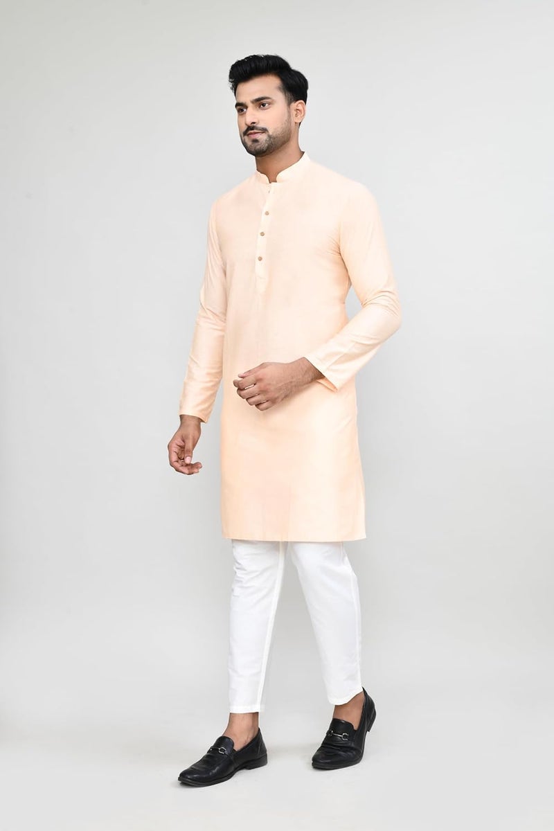 Polyfab Hathkargha Cotton Kurta for Men | Full Sleeve Regular Fit Kurta with Mandarin Collar | Traditional, Festive & Wedding Ethnic Wear - Image 3