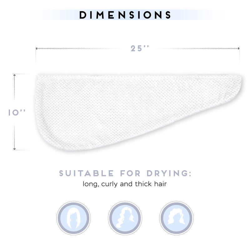 SimpleField 2 Pack Microfiber Hair Towel Wrap for Women, Anti Frizz Quick Drying Hair Turban for All Hair Style, Absorbent and Lightweight (Bright White) - Image 5