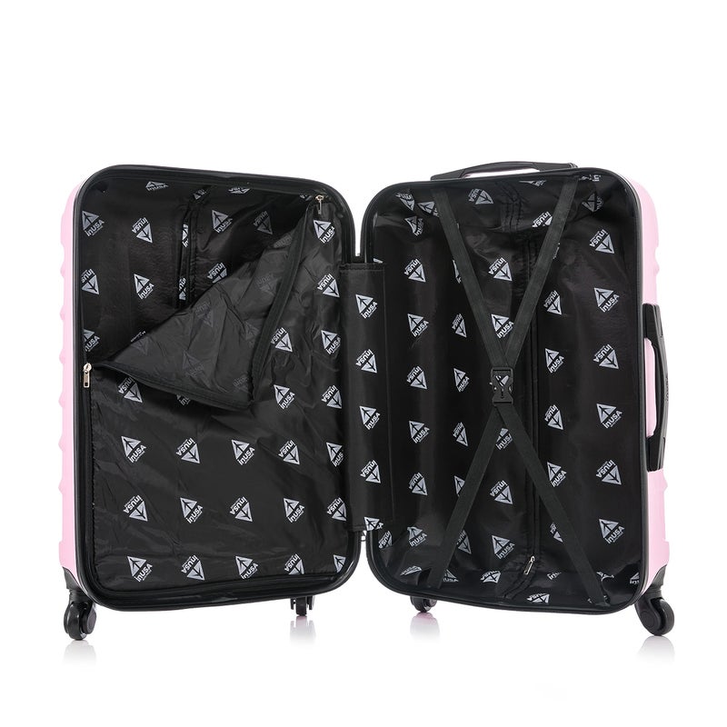 InUSA ENDURANCE Luggage with Spinner Wheels | Durable Lightweight Hardside Suitcase, Spacious Travel Bag with Handle and Trolley | 24-Inch Medium Checked Luggage | Pink - Image 4
