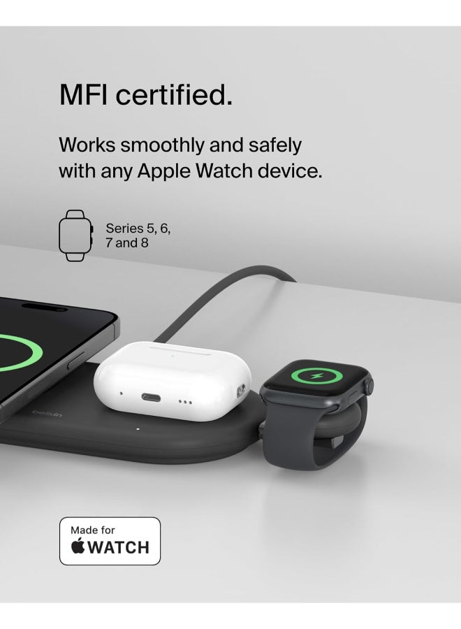 بيلكين شاحن BoostCharge المحمول USB-C لساعة آبل - شاحن USB-C معتمد من MFi لساعة آبل سلسلة 9، سلسلة 8، سلسلة 7، ألترا، وأكثر - متوافق مع MacBook، iPhone 15، وأكثر - أسود - Image 2
