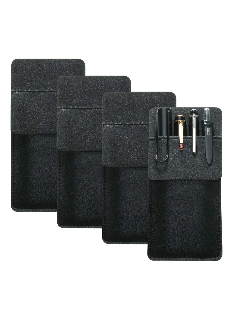 SYOSI 4PCS Handmade Leather Pen Pouch, Pencil Pocket Holder Organizer Pocket Protector Pen Organizer Pen Pouch Pocket Protector for School Office Hospital Supplies Lab Coats/shirts/pen Note  - Image 1
