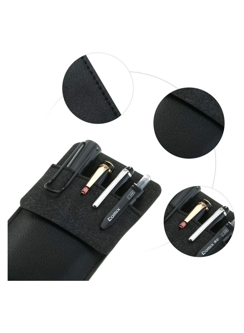 SYOSI 4PCS Handmade Leather Pen Pouch, Pencil Pocket Holder Organizer Pocket Protector Pen Organizer Pen Pouch Pocket Protector for School Office Hospital Supplies Lab Coats/shirts/pen Note  - Image 2