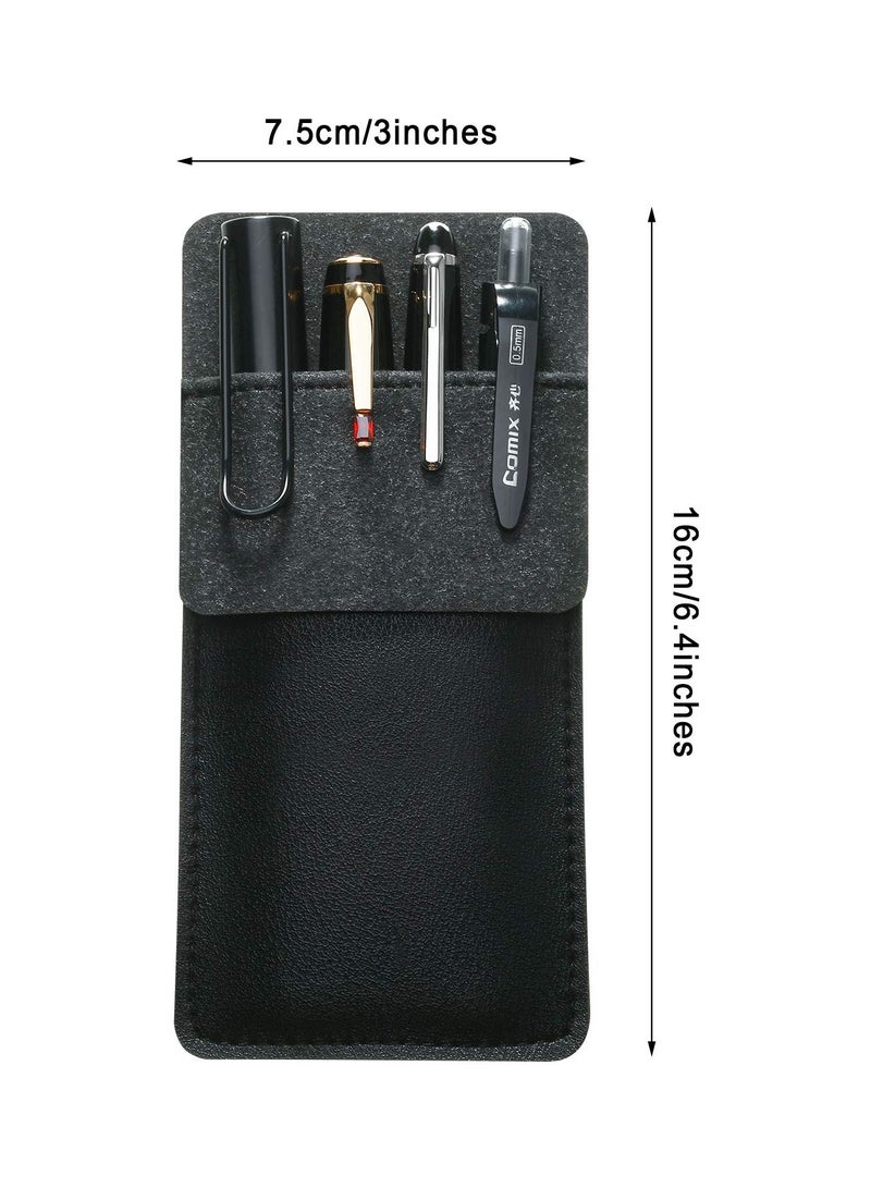 SYOSI 4PCS Handmade Leather Pen Pouch, Pencil Pocket Holder Organizer Pocket Protector Pen Organizer Pen Pouch Pocket Protector for School Office Hospital Supplies Lab Coats/shirts/pen Note  - Image 3