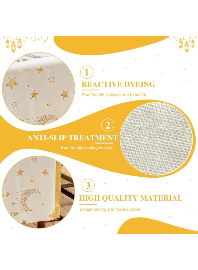 دي آند أل رمضان عيد مبارك عيد الفطر الجدول الجاري النمط القديم عيد الجدول القماش الشريط الطويل للديكور الحزب المنزلي الذهب الأبيض - Image 3