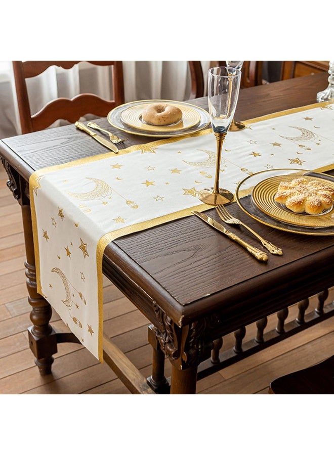 دي آند أل رمضان عيد مبارك عيد الفطر الجدول الجاري النمط القديم عيد الجدول القماش الشريط الطويل للديكور الحزب المنزلي الذهب الأبيض - Image 4