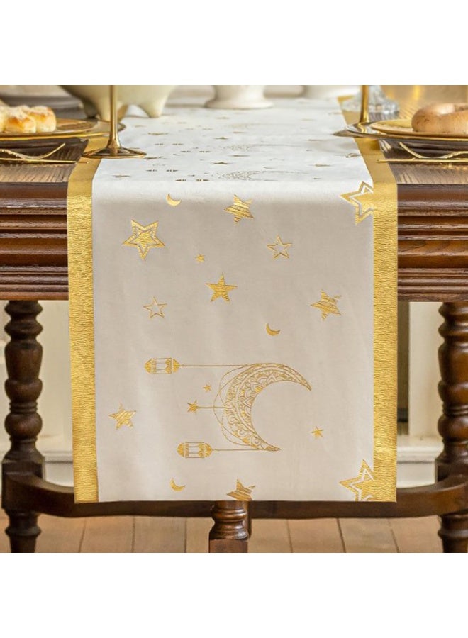 دي آند أل رمضان عيد مبارك عيد الفطر الجدول الجاري النمط القديم عيد الجدول القماش الشريط الطويل للديكور الحزب المنزلي الذهب الأبيض - Image 5