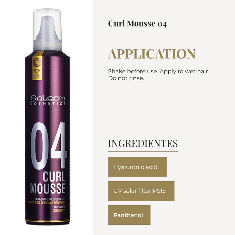 SALERM - Curly Hair Mousse - Pro Line Curl Mousse - 405 ml - More Defined and Flexible Curls - Extra Strong Hold - Anti-Humidity Effect - Color Protection - Image 4