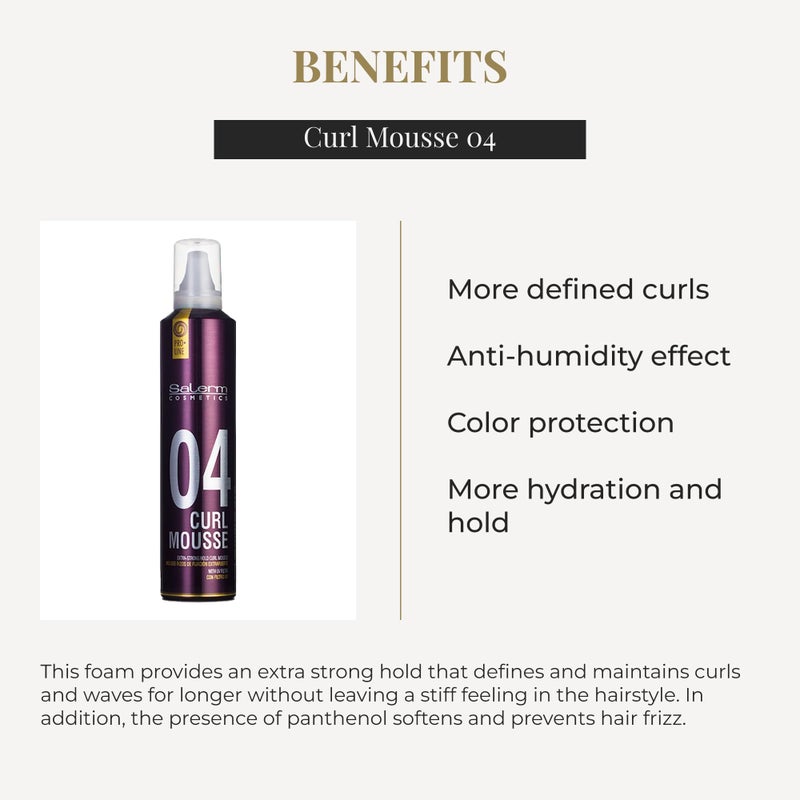 SALERM - Curly Hair Mousse - Pro Line Curl Mousse - 405 ml - More Defined and Flexible Curls - Extra Strong Hold - Anti-Humidity Effect - Color Protection - Image 3
