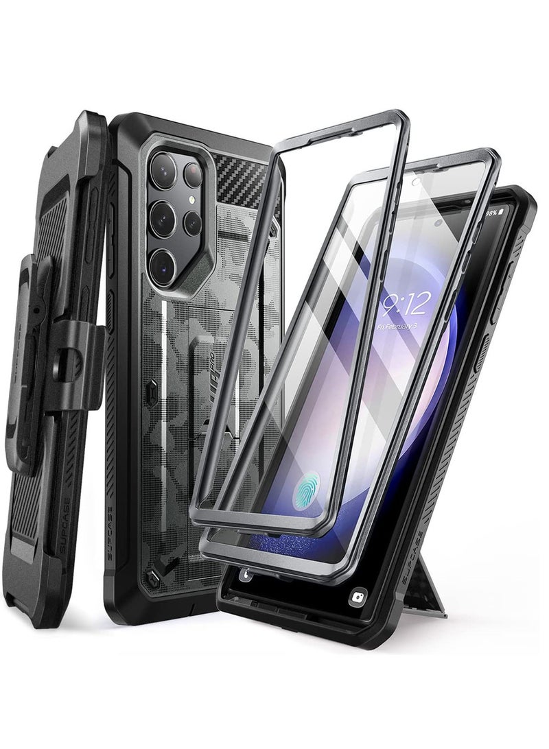 SupCase Samsung Galaxy S23 Ultra 2023 Extra Front Frame Full-Body Dual Layer Rugged Belt Clip and Kickstand Case with Built in Screen Protector Camo Gray - Image 1