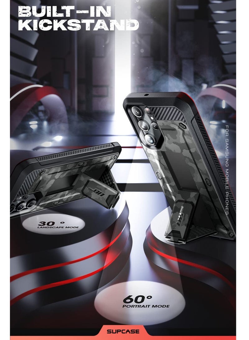 SupCase Samsung Galaxy S23 Ultra 2023 Extra Front Frame Full-Body Dual Layer Rugged Belt Clip and Kickstand Case with Built in Screen Protector Camo Gray - Image 2